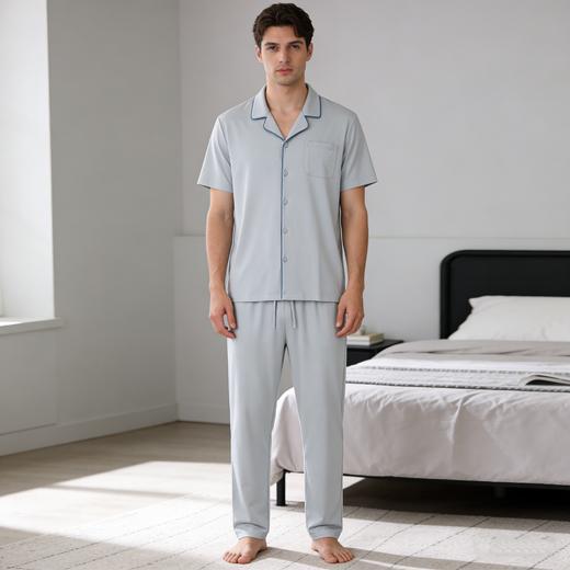 【50S零碳天丝棉】SCHIESSER德国舒雅翻领开衫短袖长裤套装50s零碳，服帖肌肤瞬间凉感强35/22877H 商品图2