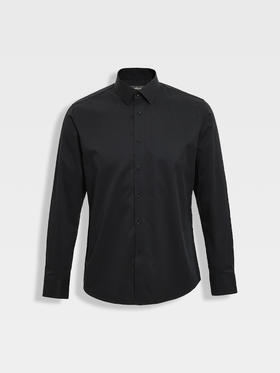 callisto黑色高支纯棉挺括长袖衬衫