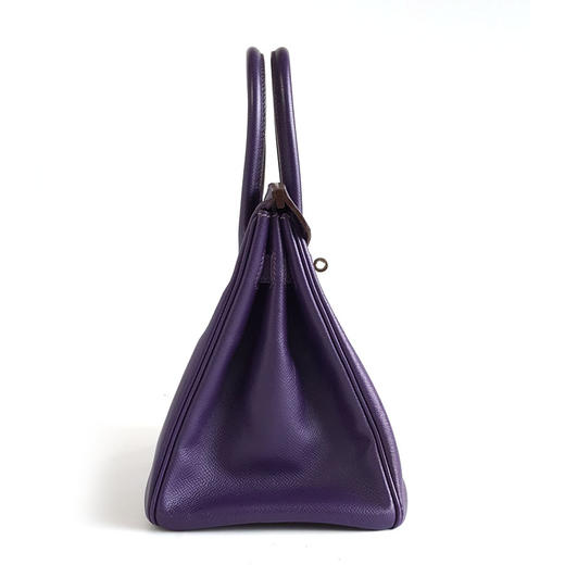 【95新】HERMES爱马仕BIRKIN紫色银扣Epsom皮Birkin 30铂金包手提包女士200326TJ06 商品图4