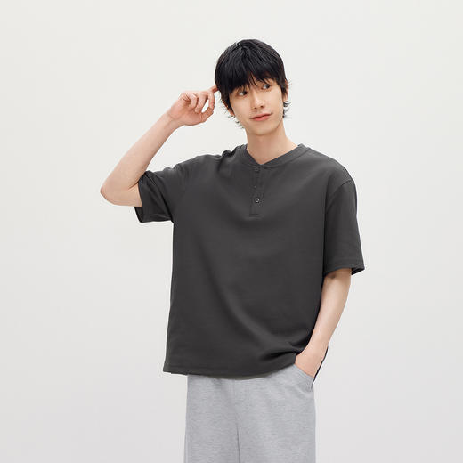 森马短袖T恤男夏季亨利领半开襟上衣2026新款凉感透气纯色针织衫 商品图2
