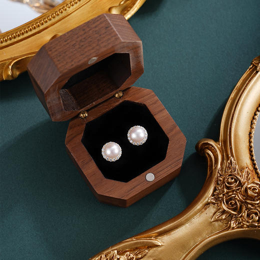 子佩集【花韵长情】银S925珍珠惜王妃耳钉【E4618】7mm珠双色太阳花2601 商品图2