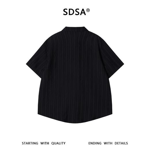SDSA男装2026新款高贵轻奢潮牌纯色竖纹提花短袖衬衫显瘦痞帅上衣 商品图4