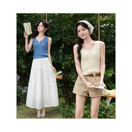 鹿向南【0328/20:00新品前1小时7折限量100件】杏色背心 商品图4