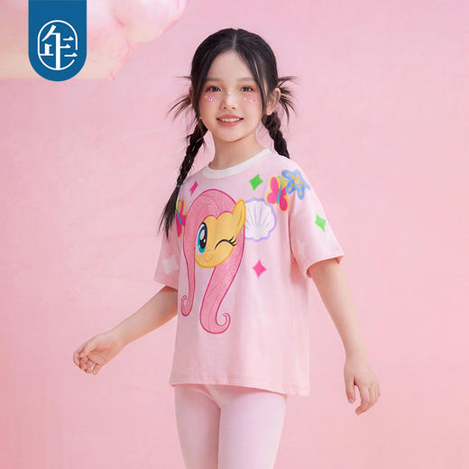 小马宝莉联名年衣童装短袖T恤夏季新款女童圆领卡通撞色宽松上衣 商品图2