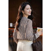 米思阳2026春季新款通勤风OL优雅条纹衬衫半高领气质直筒衬衣女4258 商品缩略图4