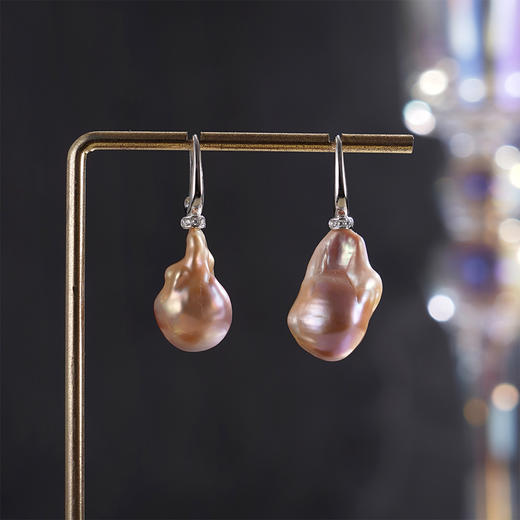 子佩集【潮汐旋律】银S925珍珠惜王妃耳环【W7532】12*20mm珠双色巴洛克彩2601 商品图0