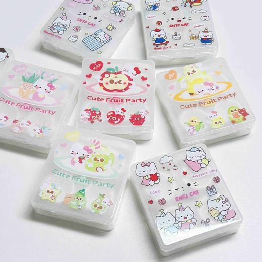 可爱卡通星座猫咪风隐形眼镜盒含镊子小棒双联盒2副装B28 商品图2