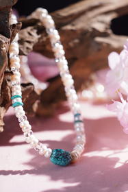 迷罗元和堂 | 珍珠绿松项链配白水晶 | 长短可调节【器悟雅玩】