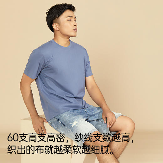 【直降35】男士60支双面莫代尔棉圆领T恤 商品图4