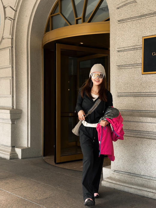 早春慵懒高级感蛋白棉绒假两件连帽套装 商品图4