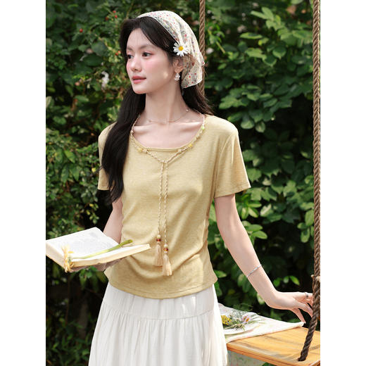 鹿向南【0328/20:00新品前一小时7折】黄色T恤 商品图1