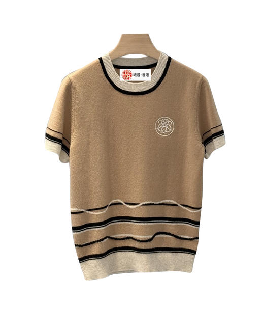 女款刺绣羊绒短袖针织衫zh 商品图0