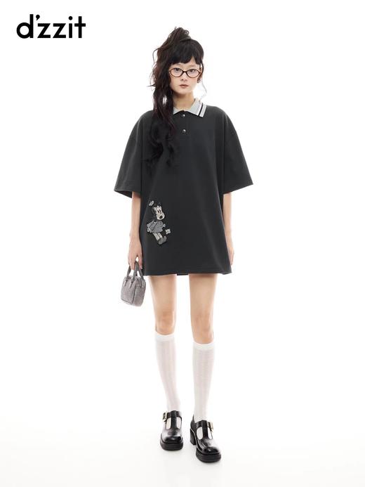 F032575新款Polo领宽松休闲日常通勤刺绣短袖连衣裙 商品图10