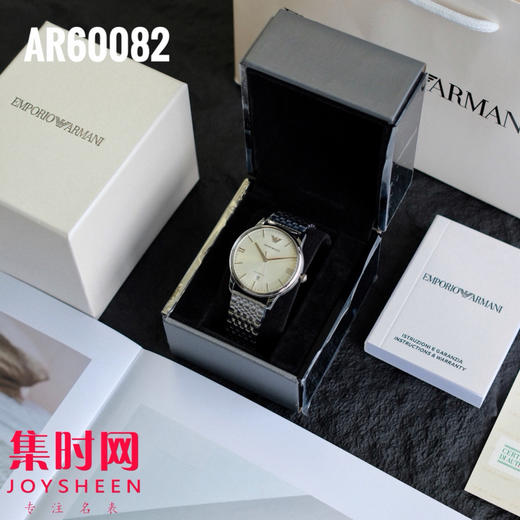 原单阿玛尼AR60082｜男士机械腕表 表界的“奶油风”天花板，米白色表盘+银针+精钢编织带 商品图3