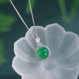 子佩集【翠涌财盈】银S925套链项链【TL016616】绿玉髓钱币圆形2602