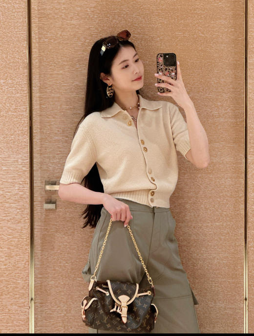 驴家  新品🆕26Ss杏色短袖针织开衫 商品图9