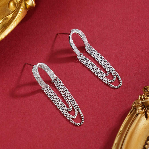 子佩集【风华漫舞】银S925耳环【EL070644】时尚时尚流苏三环2602 商品图0