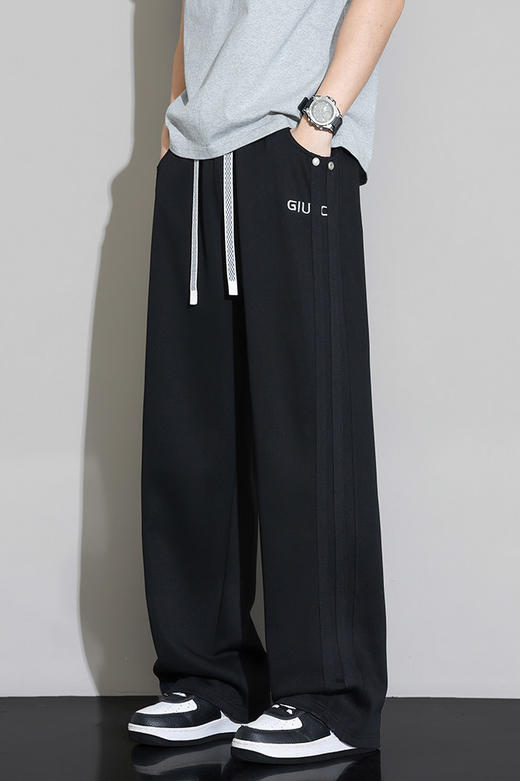 【DYF】【纯棉】大依优型大码男装春季阔腿长裤潮流休闲百搭松紧腰长裤 商品图5