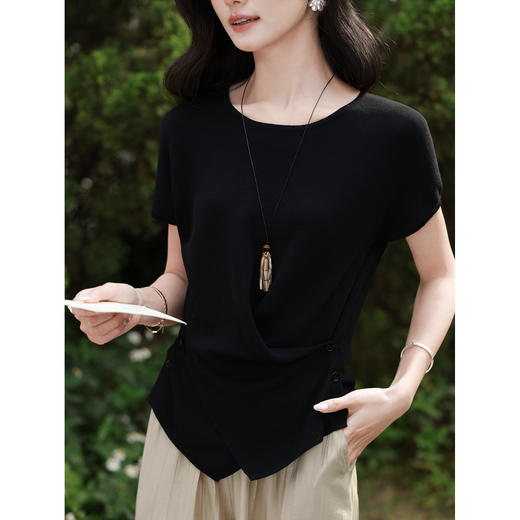 鹿向南【0328/20:00新品前1小时7折限量100件】黑色T恤 商品图3