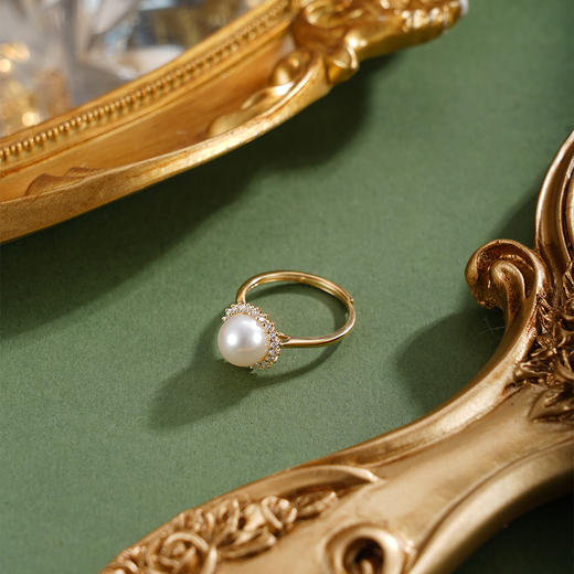 子佩集【晨曦微光】银S925珍珠惜王妃戒指【R2094】8mm珠双色太阳花2601 商品图5