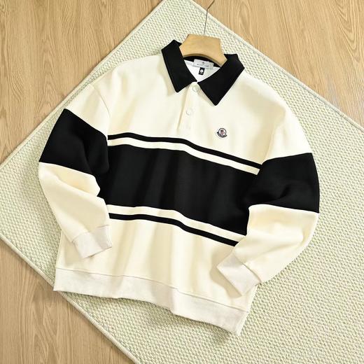 F032518春季新品弹力休闲拼色条纹男士翻领polo长袖 商品图3