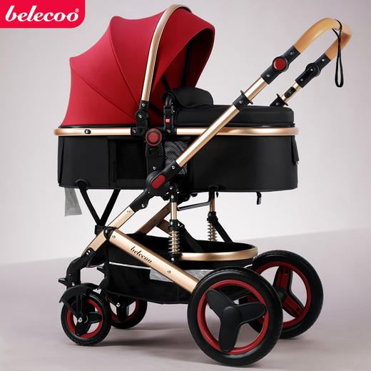 【可坐可平躺❗移动的婴儿床】贝丽可/belecoo高景观婴儿推车新生儿可坐可躺折叠避震双向宝宝车。rh 商品图3