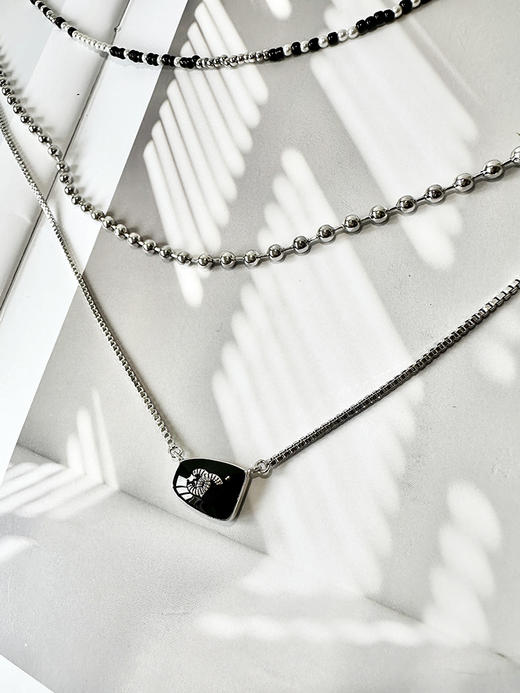 THS-无 香家 中古三层无需搭配的多链条项链 CU1343 商品图5