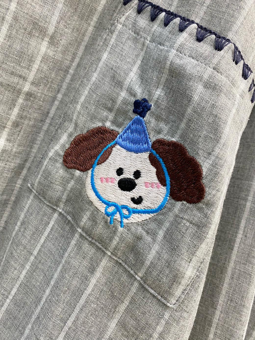 松植屋情侣款【真诚】全棉竖条纹长袖纱布睡衣套装男女款家居服 商品图5