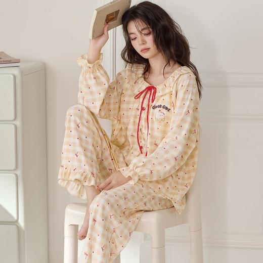 日系甜美公主风娃娃领春秋云朵棉开衫家居服长袖长裤两件套睡衣M-2XL★娃娃优选 商品图2