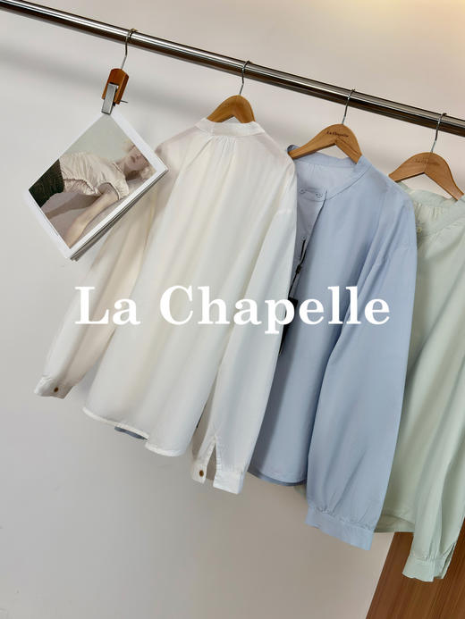 专柜实拍【森系！】拉夏贝尔/La Chapelle全棉小众高级圆领宽松净版娃娃衫双排扣简约通勤风纯棉长袖衬衫 商品图4