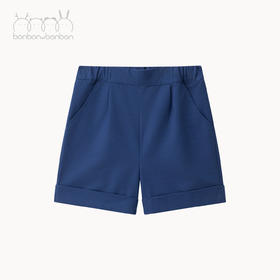 复古洗水蓝翻折边短裤