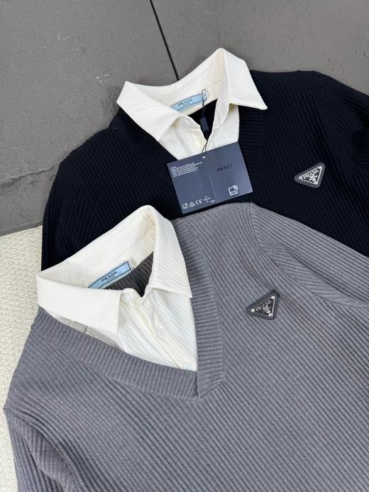 F032554假两件针织毛衣黑三角柔软亲肤针织衫男女同款 商品图1