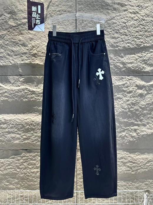 F032517不规则分布十字贴布风格侧排十字架休闲长裤卫裤 商品图1