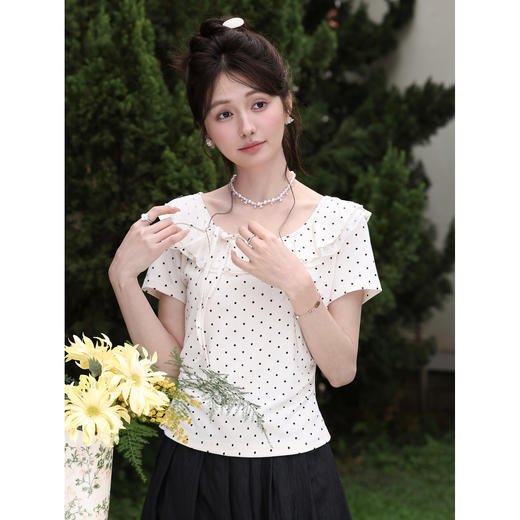 鹿向南【0328/20:00新品前一小时7折】波点T恤 商品图3