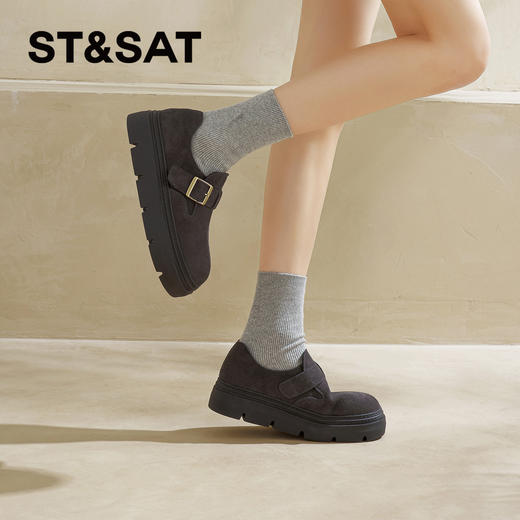 星期六26春新款百搭单扣厚底增高勃肯鞋SSE1112CHF 商品图4