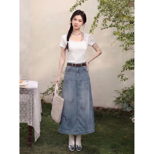 鹿向南【0328/20:00新品前一小时7折】蓝色半身裙 商品图4