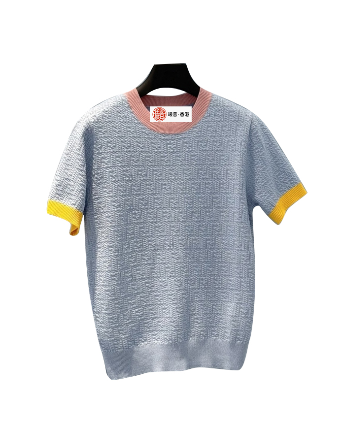 女款丝棉提花短袖针织衫la011