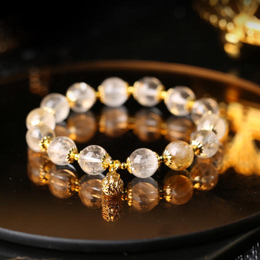 【祈愿吉品】「金芒净澈」黄塔晶白水晶手链 商品图0