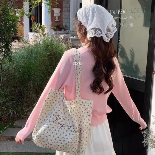 【法式少女风❗️】月光蓝碎花帆布包原创复古小众大学生字母大容量单肩包女。ya 商品图3