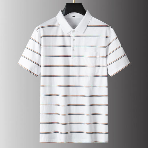 【DPS】【纯棉】大依优型大码男装夏季翻领条纹polo衫短袖舒适休闲上衣 商品图3