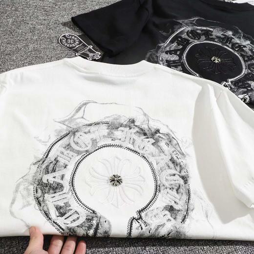 F032539重工梵文泼墨刺绣立体LOGO休闲圆领短袖T恤 商品图10