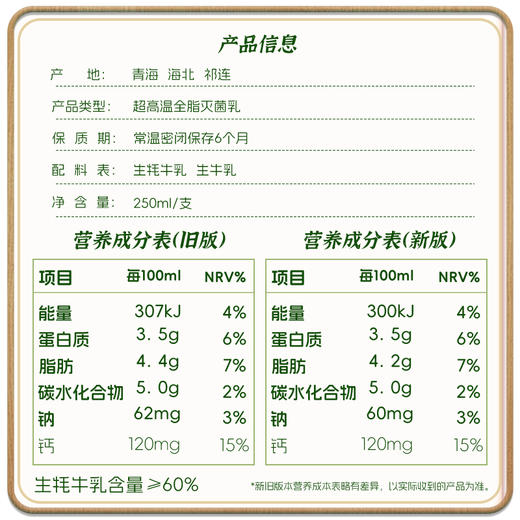 青藏祁莲祁连山牧场 牦牛乳含量≥60% 250ml*12盒*4箱 商品图4