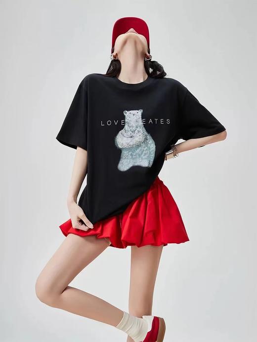 F032574夏季新款飞马刺绣圆领宽松休闲百搭短袖T恤 商品图5