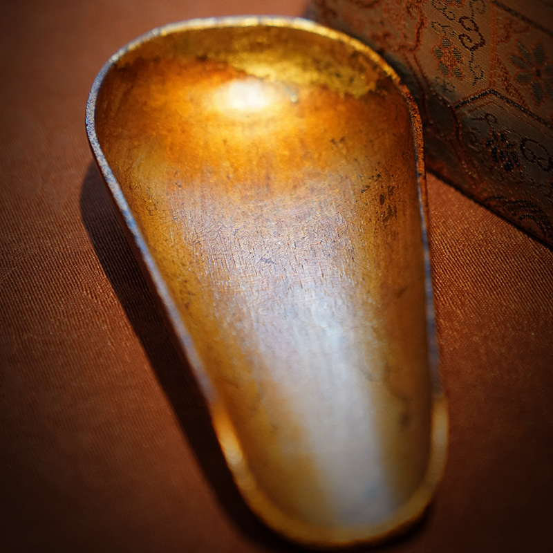 【金斗茶荷大漆茶则】超薄黑胡桃木