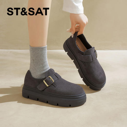 星期六26春新款百搭单扣厚底增高勃肯鞋SSE1112CHF 商品图5