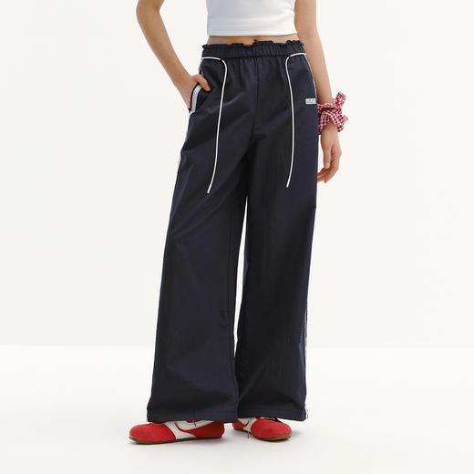 商场同款|森马休闲裤女夏季撞色长裤2026新款松弛感显腿长阔腿裤 商品图2