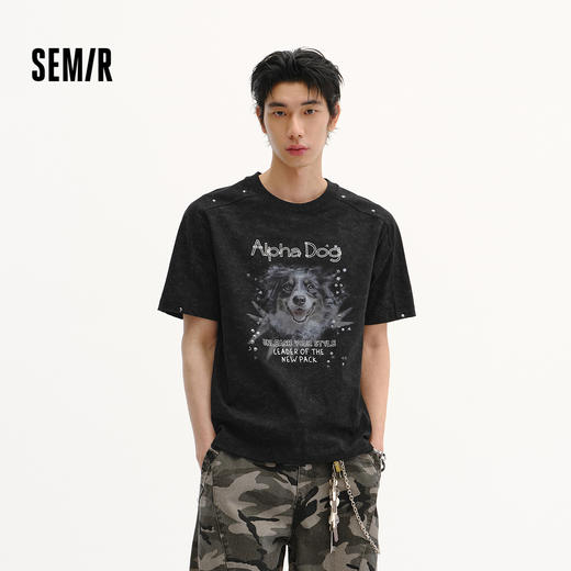 商场同款|森马短袖T恤男夏季可爱时尚萌宠印花针织衫2026新款上衣 商品图1