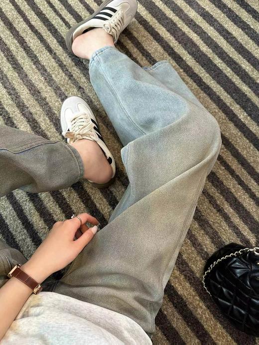 F032580复古做旧脏脏牛仔裤女新款柔软垂感宽松阔腿长裤 商品图13