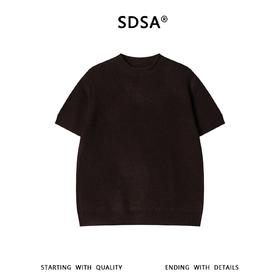 SDSA男装2026新款高贵轻奢韩系简约纯色针织圆领短袖T恤休闲百搭