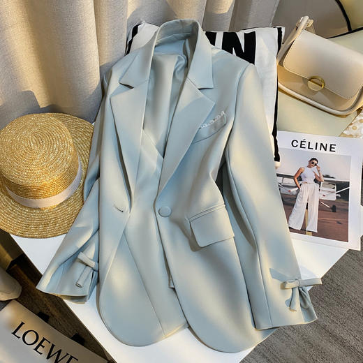 【清风外衣】蓝色千金感名媛西装外套！女2026春季新款独特袖口蝴蝶结设计小西服！ 商品图1